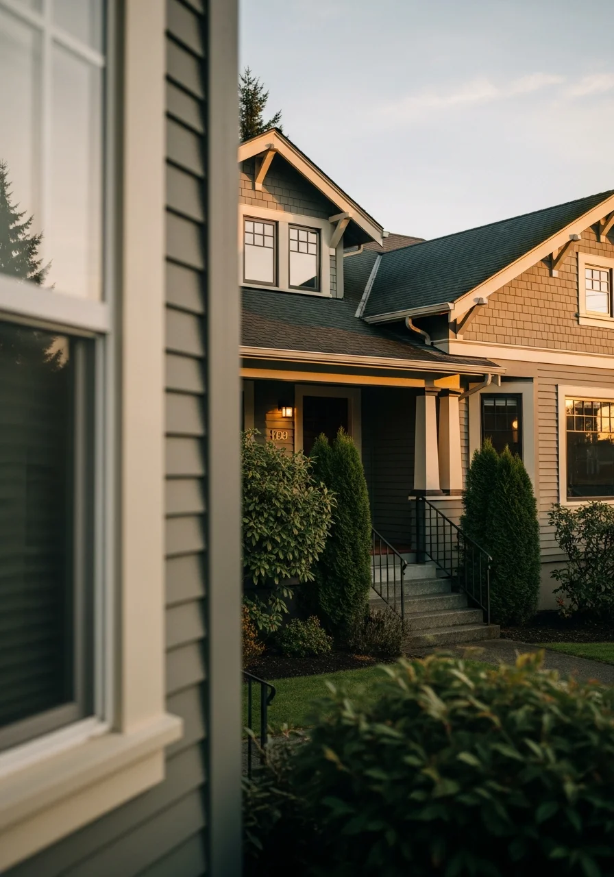 Street-level shot of a typical Pierce County residential home showing regional architecture and landscaping.