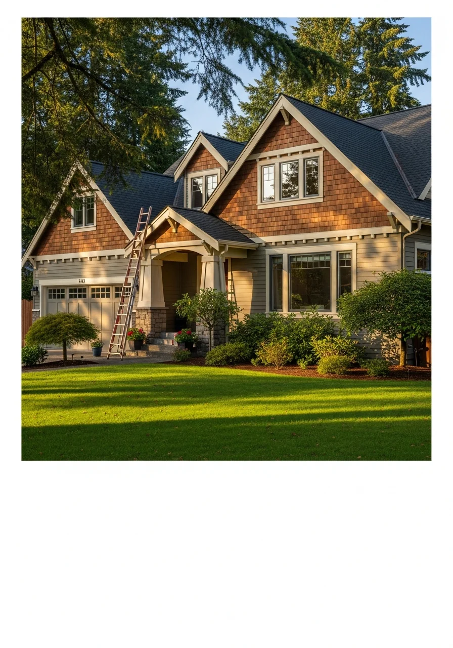 Street-level photo of a typical Thurston County residential home showing regional architecture and mature trees.